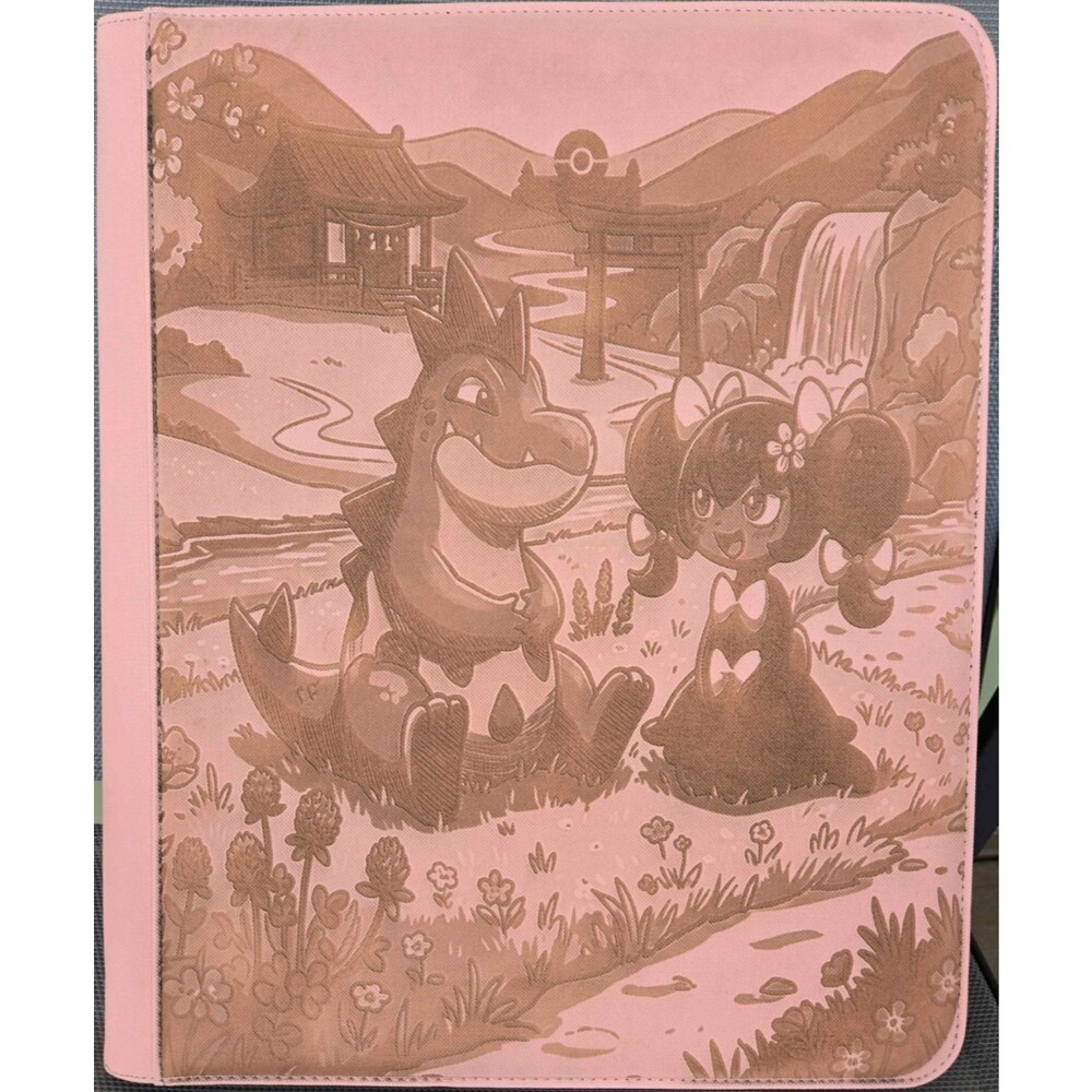 Pokemon Croconaw & Gothorita Pink Top Loader Binder 3x3 360 Cards